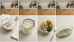 Śledzie po żydowsku z jabłkiem i rodzynkami – szybka sałatka, która lubi lodówkę